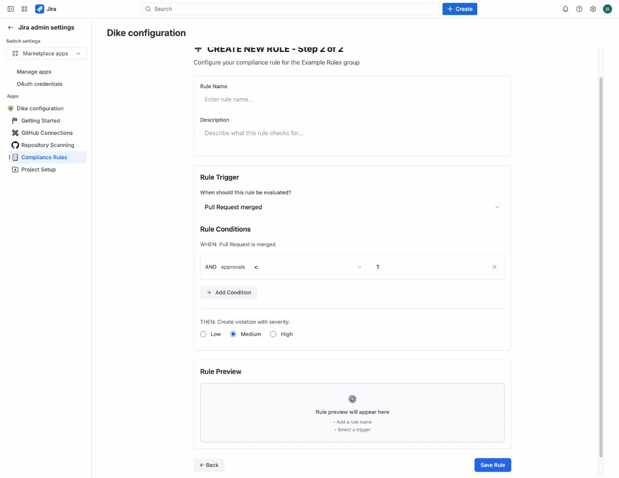 Rule Condition Configuration